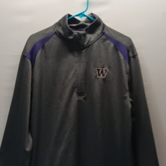 Washington Huskies 1/4 Zip Mens XL Dark Grey and Purple Football Jacket - Picture 2 of 5